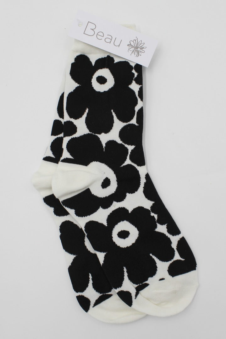 Beau Monochrome Socks Dark Daisy