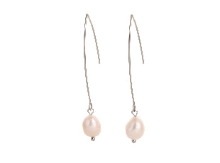 Kiwicraft Long Hook Black Pearl Earrings