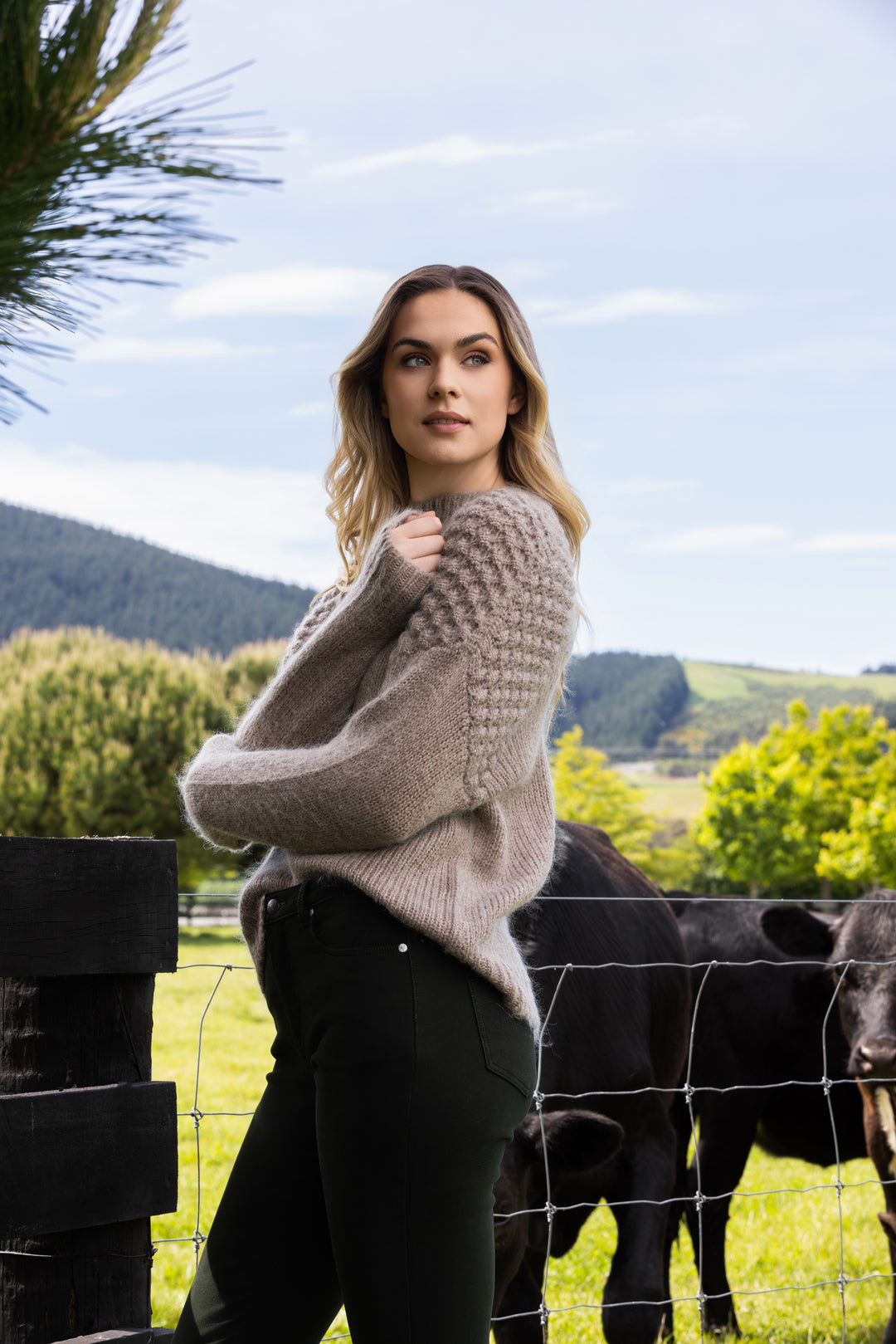 Vassalli Bobble Detail Sweater with High Neck