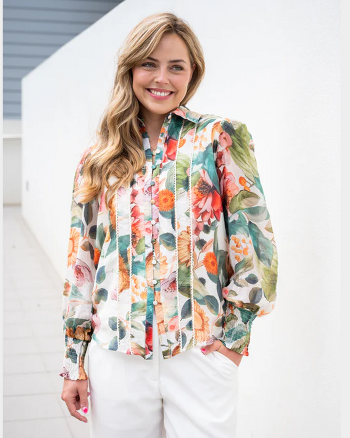 Fria Dahlia Lace Trim Blouse