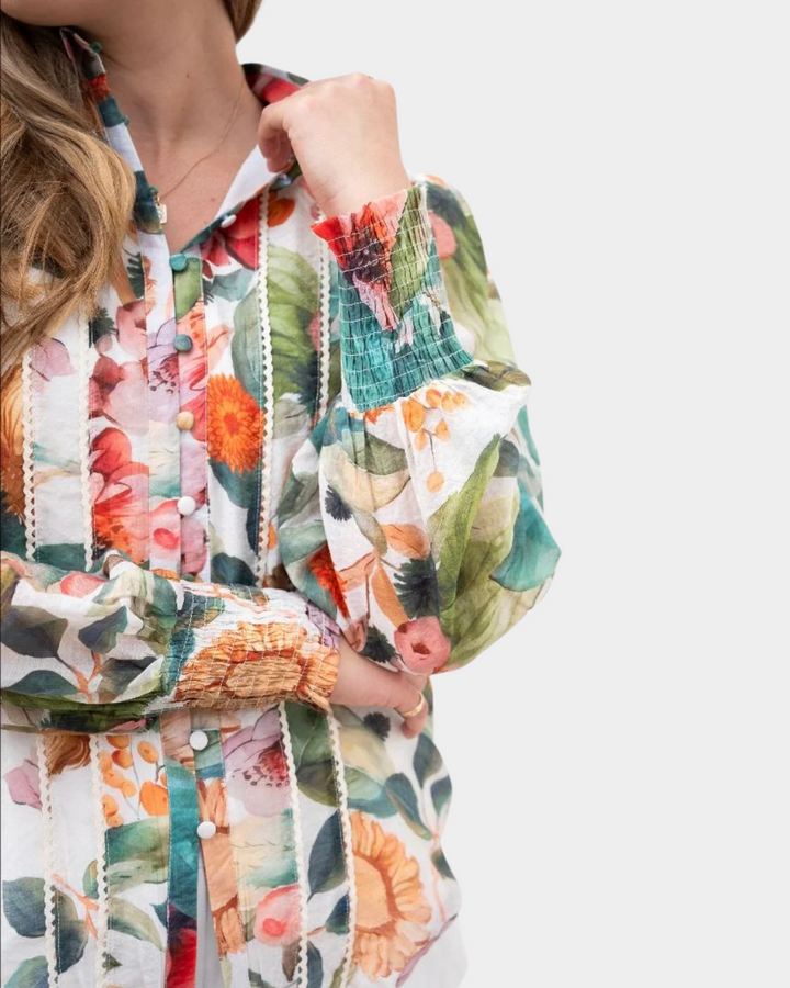 Fria Dahlia Lace Trim Blouse