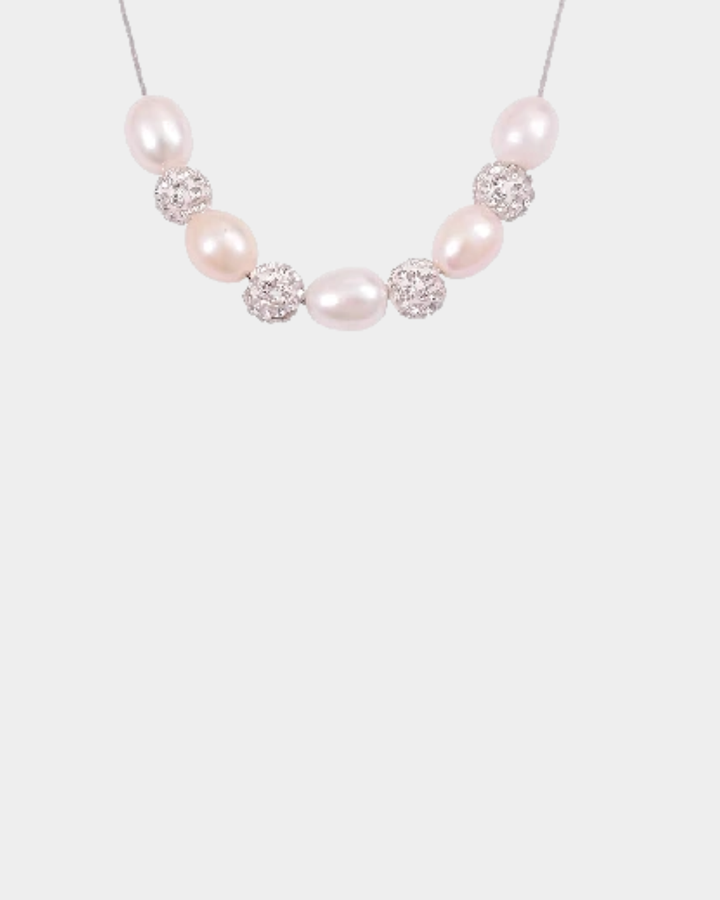 Kiwicraft Pearl Necklace with diamente balls