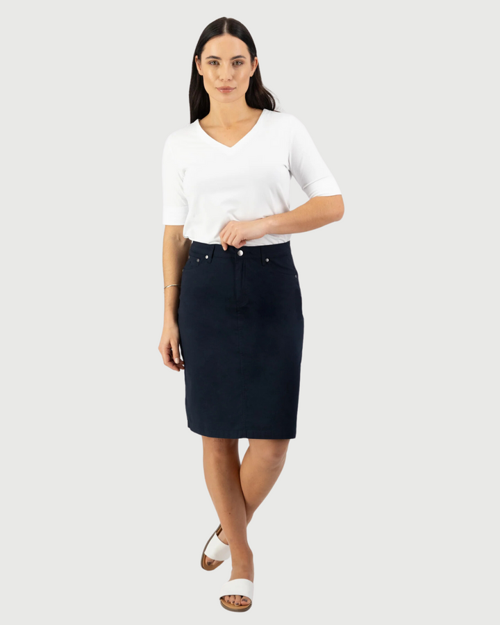 Vassalli Poplin Skirt with Centre Back Vent