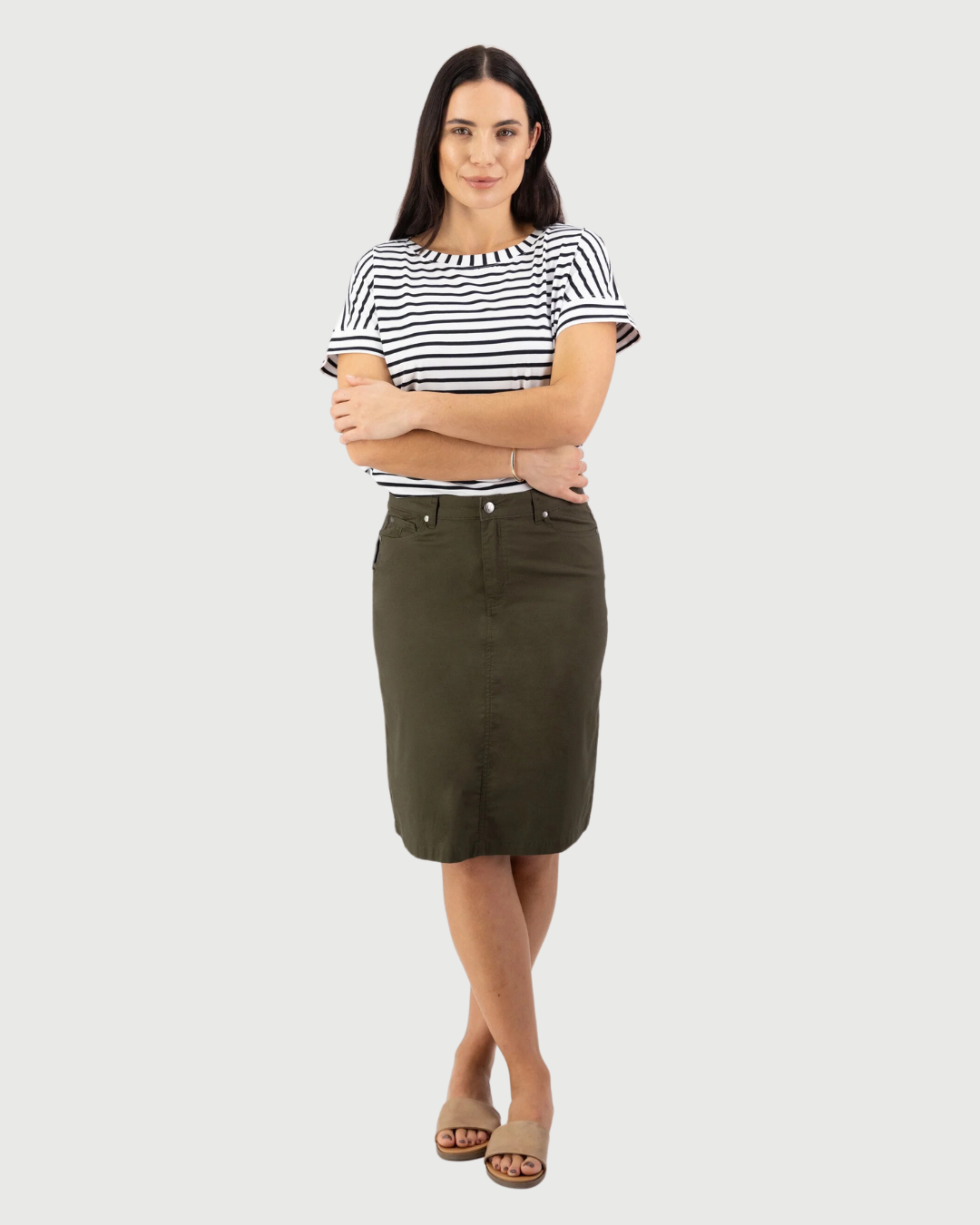 Vassalli Poplin Skirt with Centre Back Vent