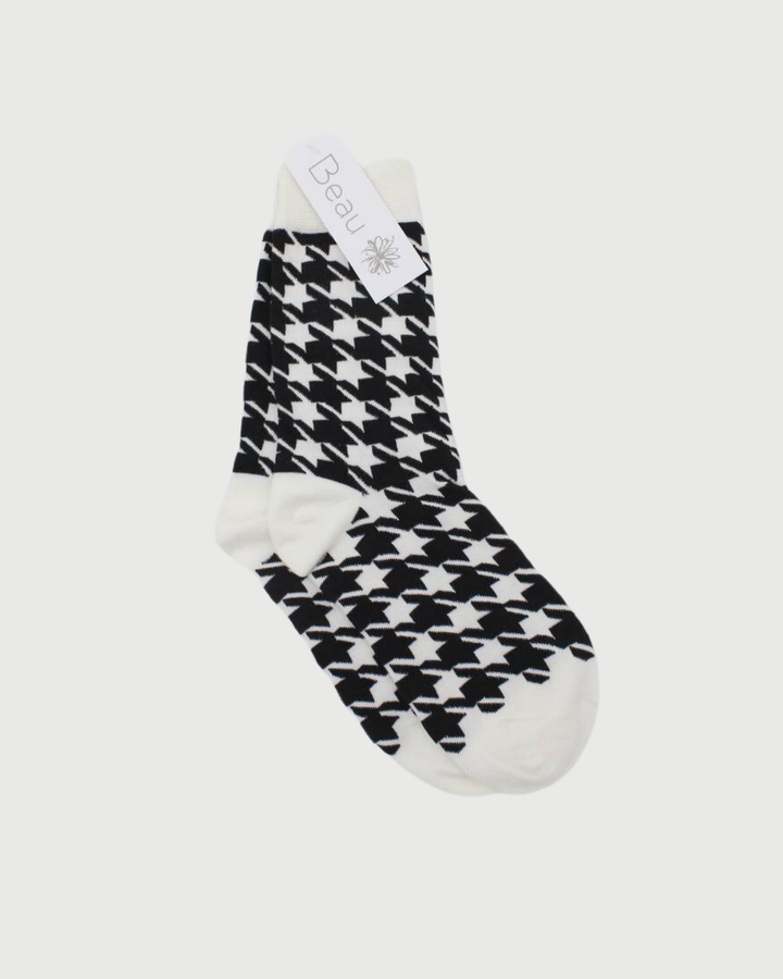 Beau Monochrome Socks Houndstooth