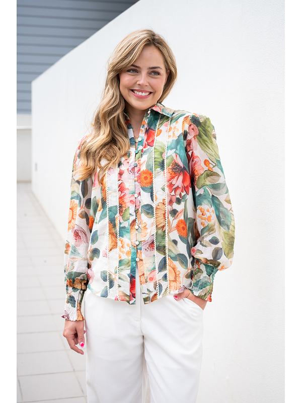 Fria Dahlia Lace Trim Blouse