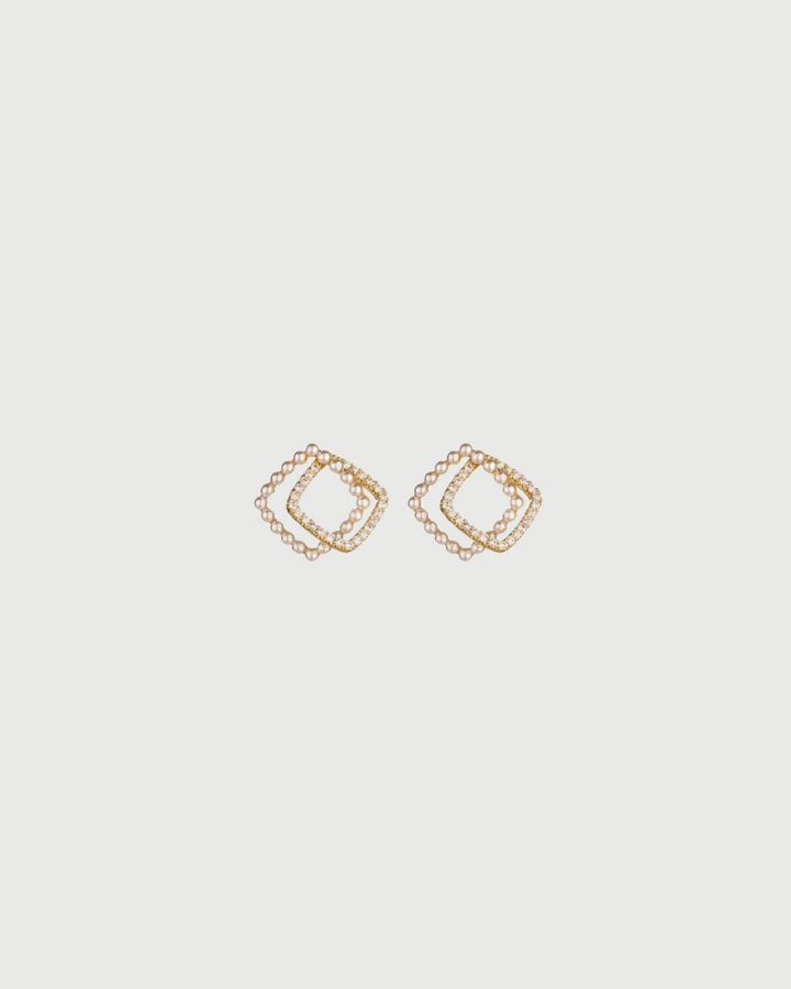 Gregory Ladner pearl double square earring