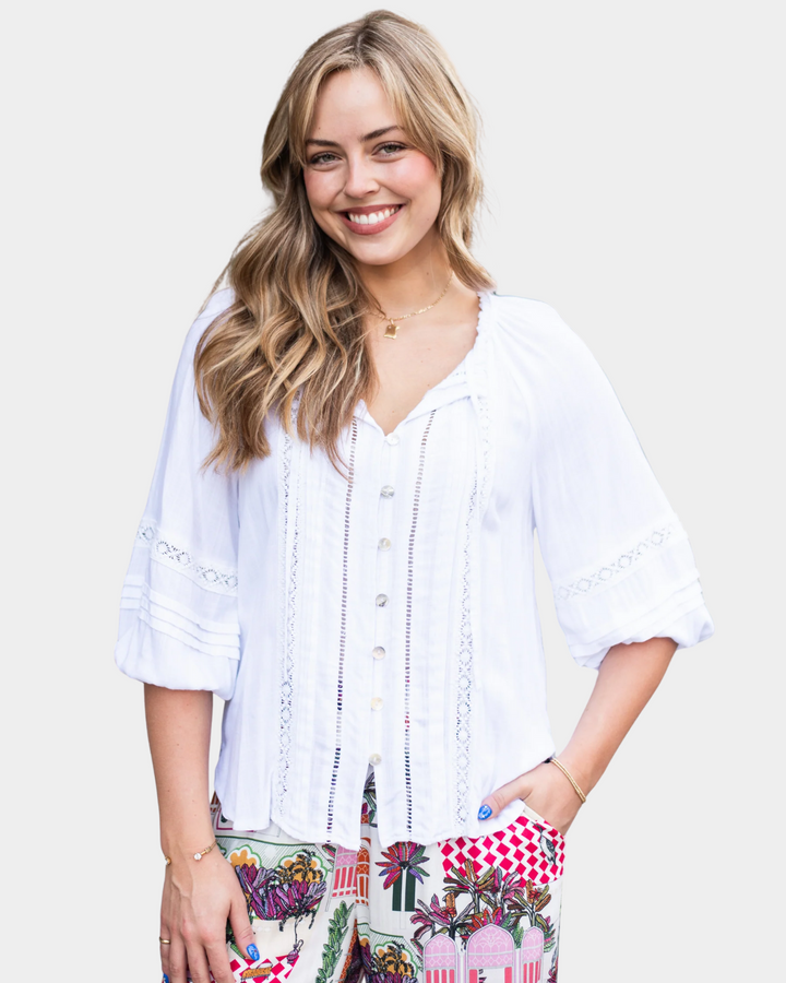 Silver Wishes Pagot Lace detailed Blouse