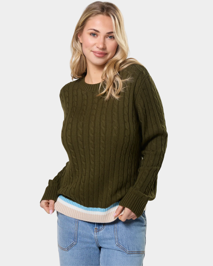 Stella + Gemma Cable Crew Sweater