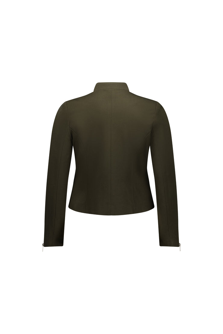 Vassalli Zip Up Military Style Jacket With Button Detail