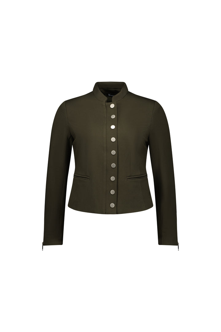 Vassalli Zip Up Military Style Jacket With Button Detail