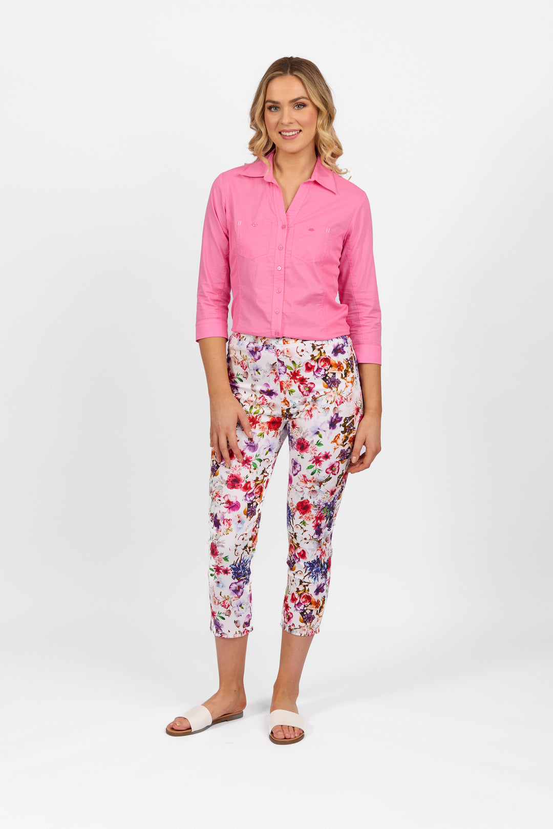 Vassalli printed skinny leg 7/8 lightweight pull on Pant