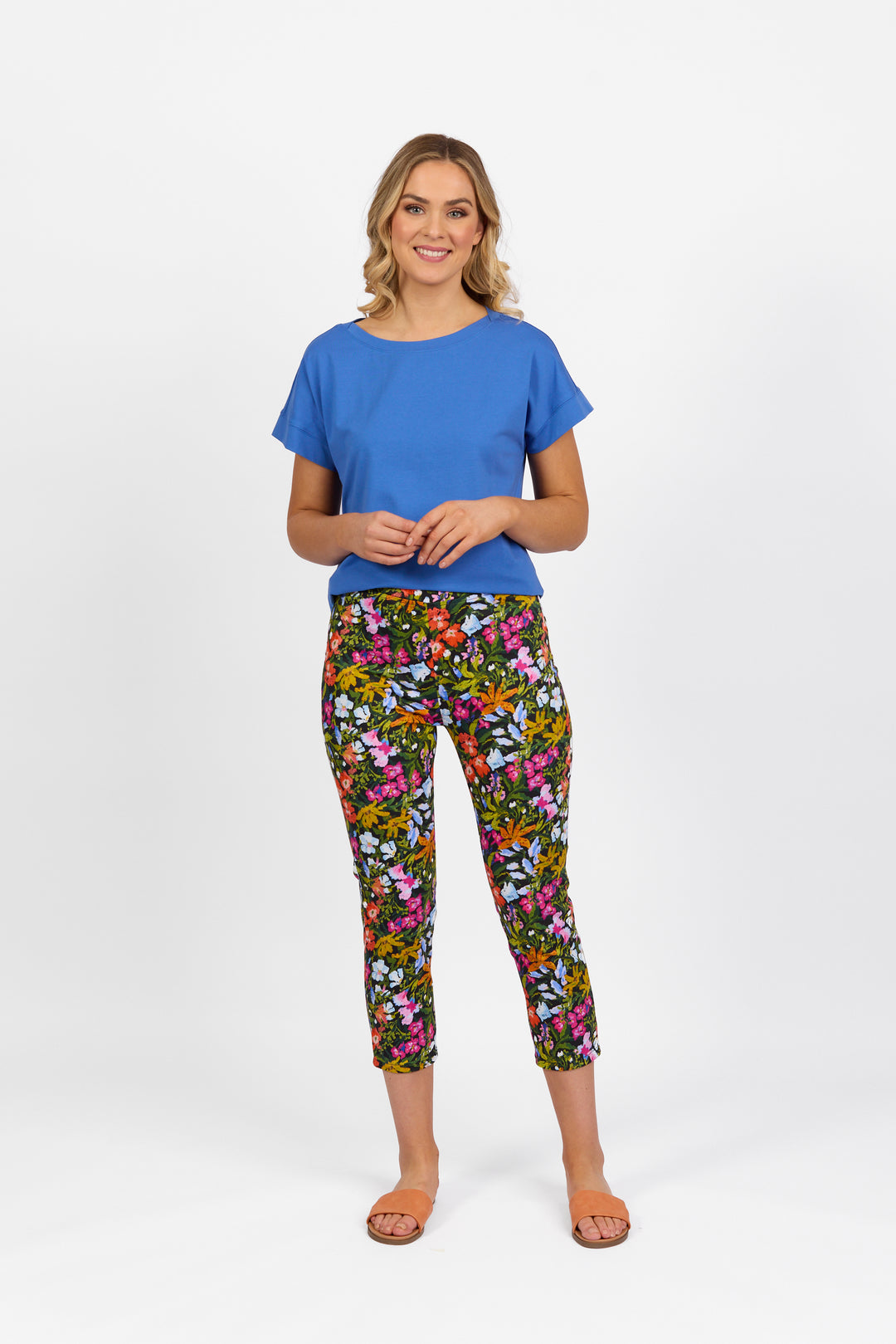 Vassalli printed skinny leg 7/8 lightweight pull on Pant