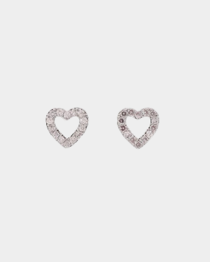 Kiwicraft Zircon Heart Rhodium Studs