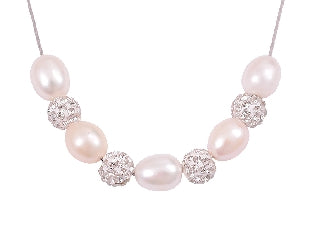 Kiwicraft Pearl Necklace with diamente balls