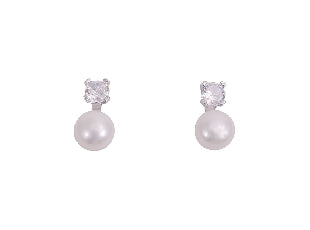 Kiwicraft rhinestone freshwater pearl studs