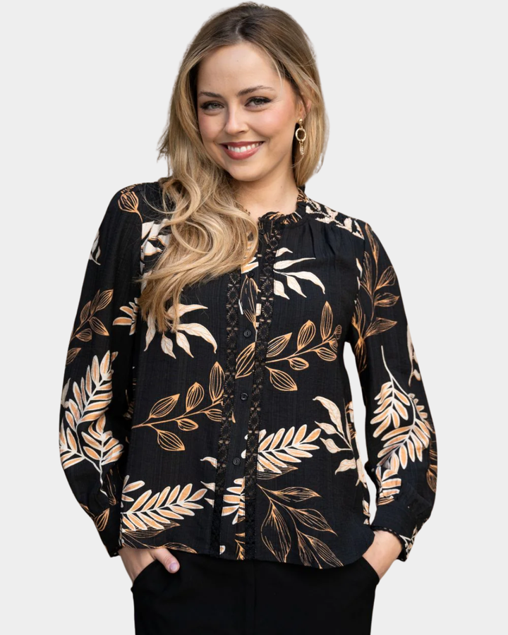 Fria Leaf Print Blouse