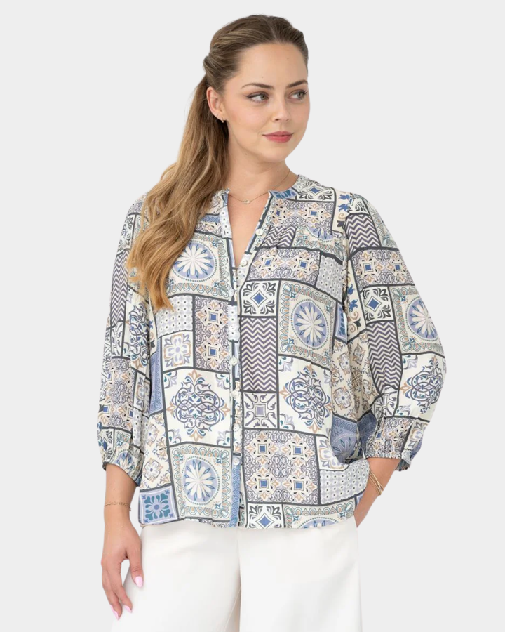 Fria Mosaic Tile Print Shirt