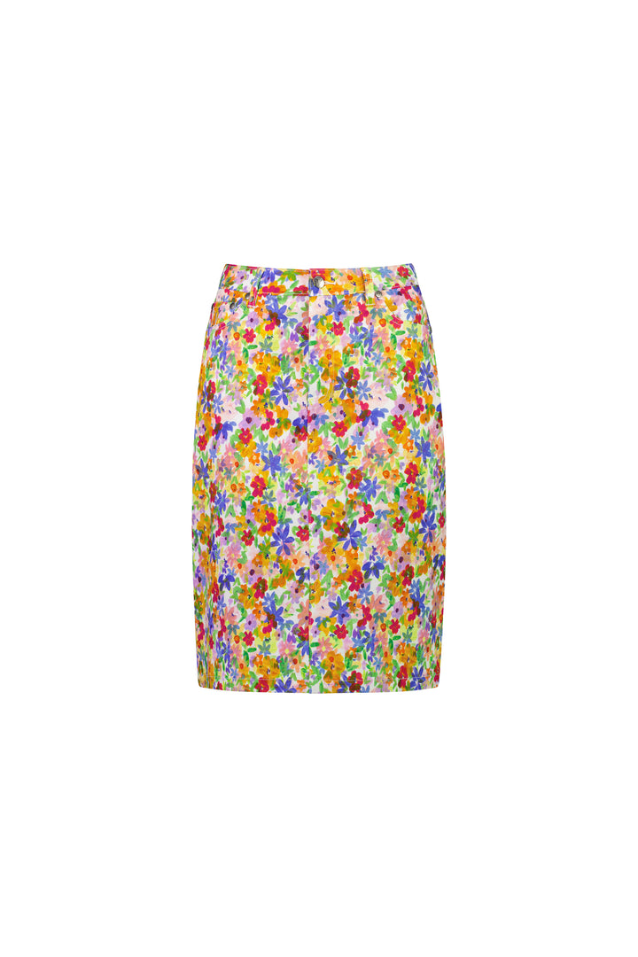 Vassalli Printed Skirt with Centre Back Vent