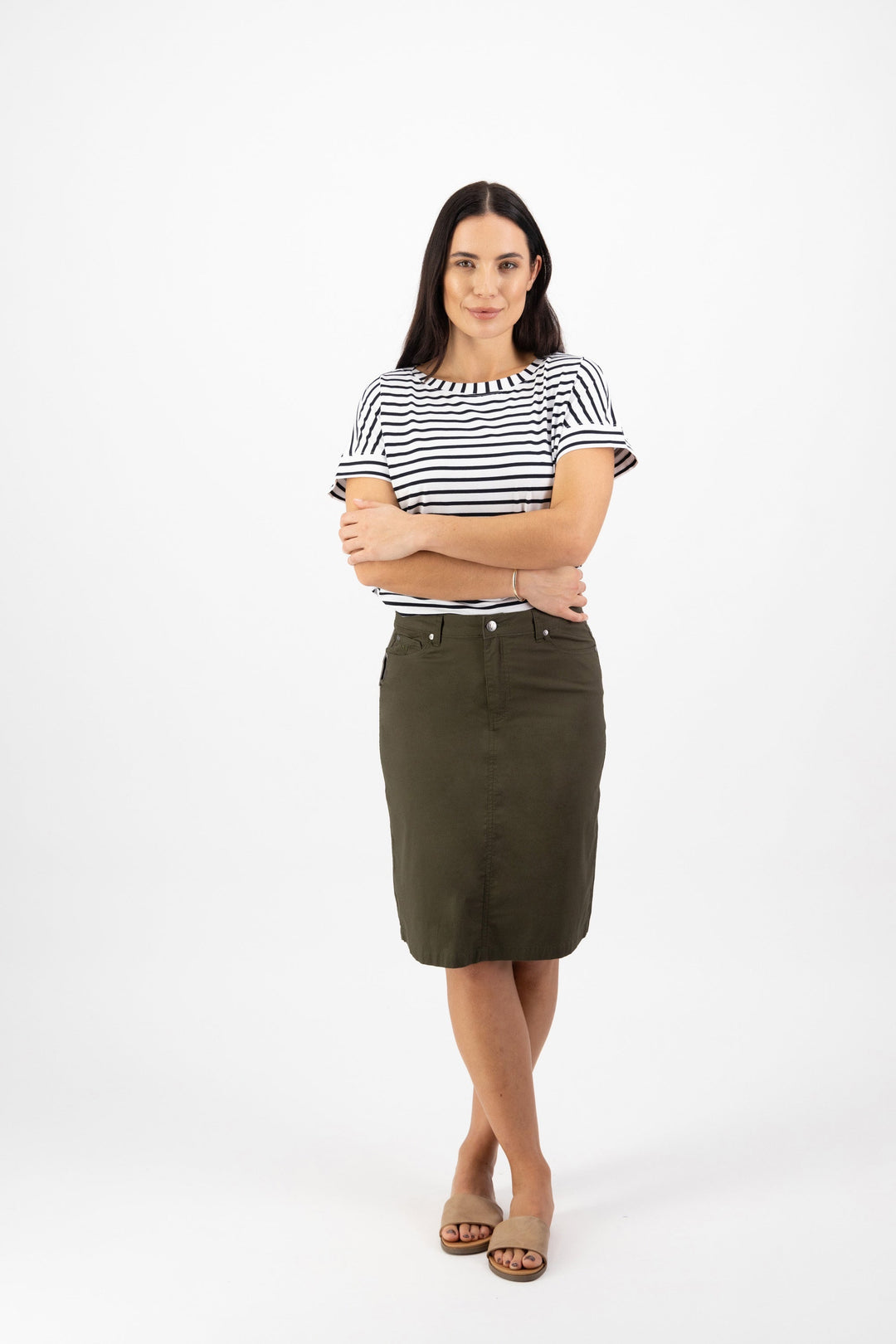 Vassalli Poplin Skirt with Centre Back Vent