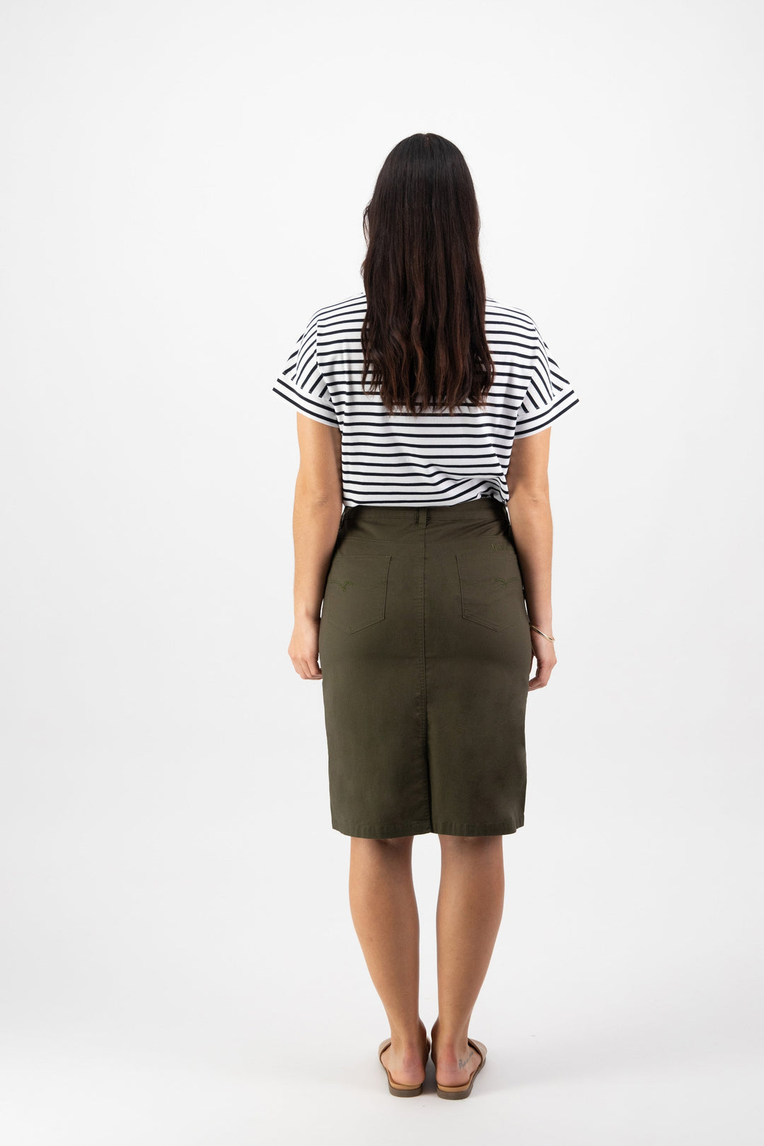 Vassalli Poplin Skirt with Centre Back Vent