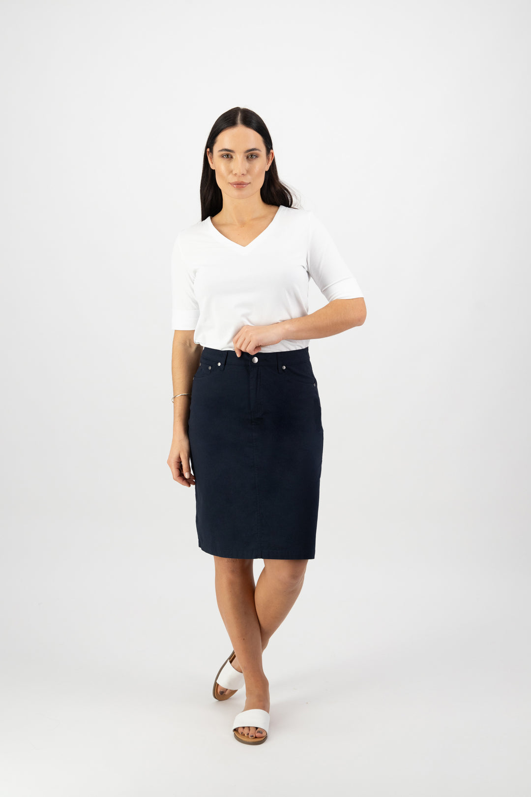 Vassalli Poplin Skirt with Centre Back Vent