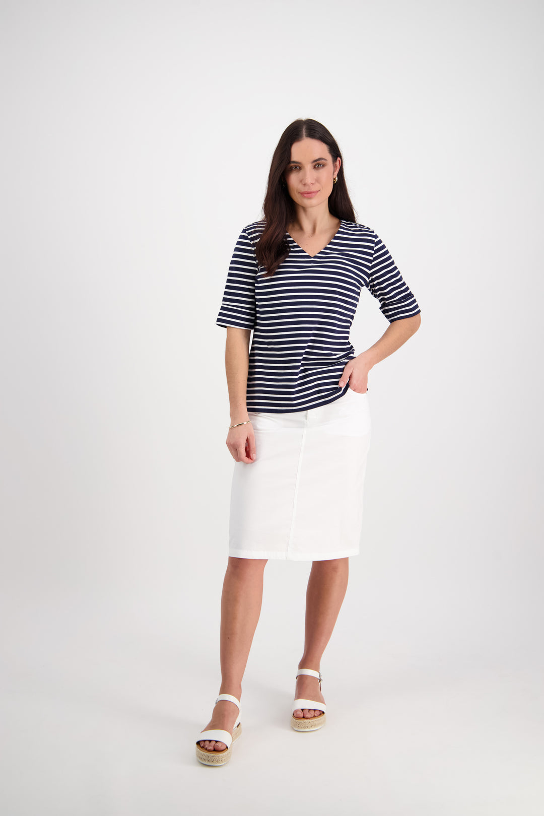 Vassalli Poplin Skirt with Centre Back Vent