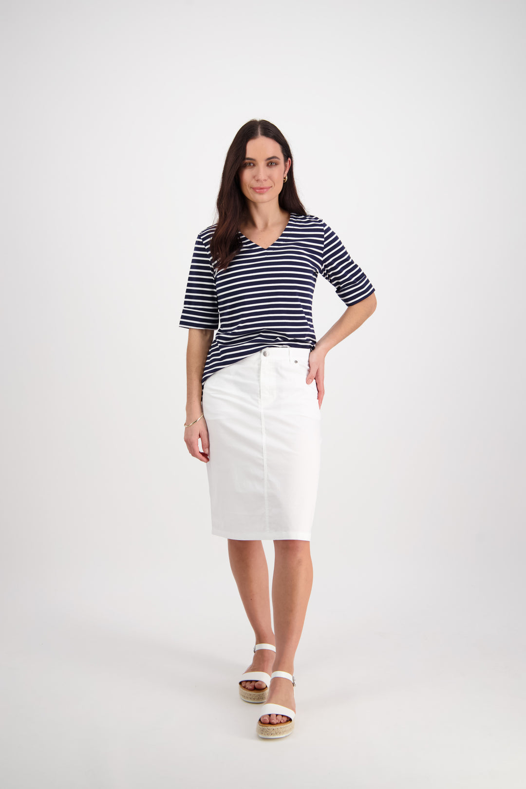 Vassalli Poplin Skirt with Centre Back Vent