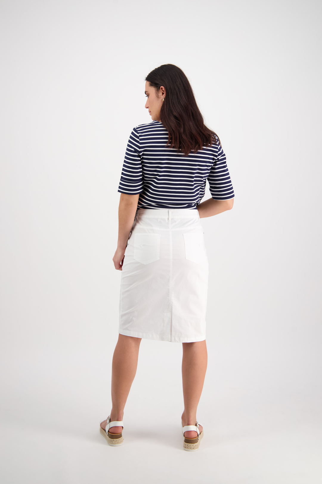 Vassalli Poplin Skirt with Centre Back Vent