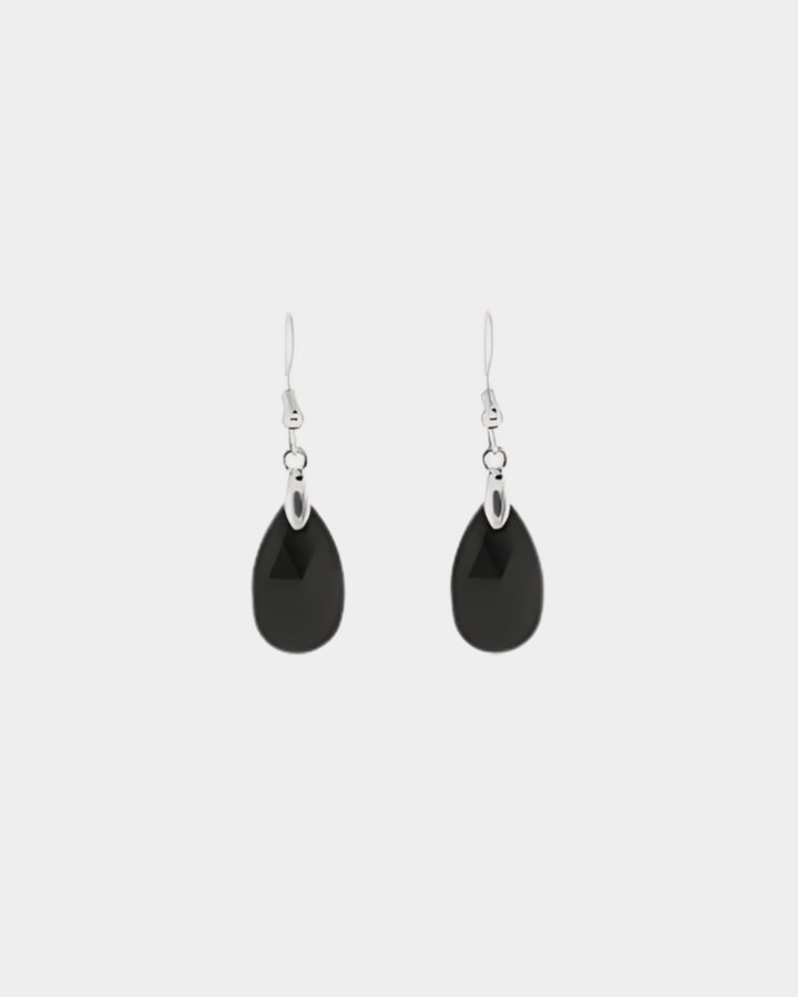 Lucy & Zoe Crystal Swarovski Teardrop Black Earring