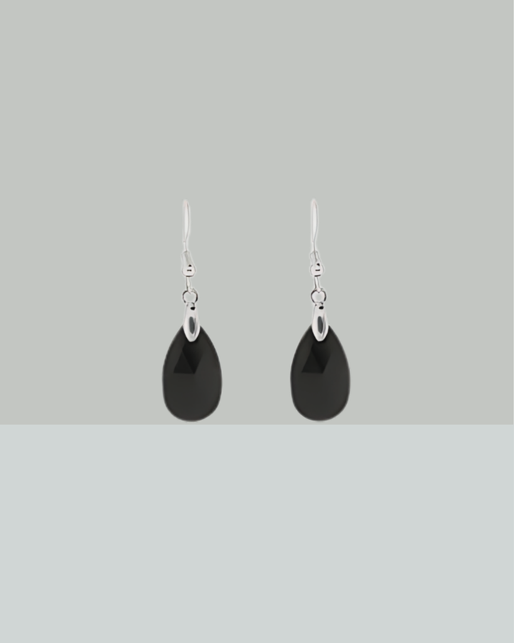 Lucy & Zoe Crystal Swarovski Teardrop Black Earring