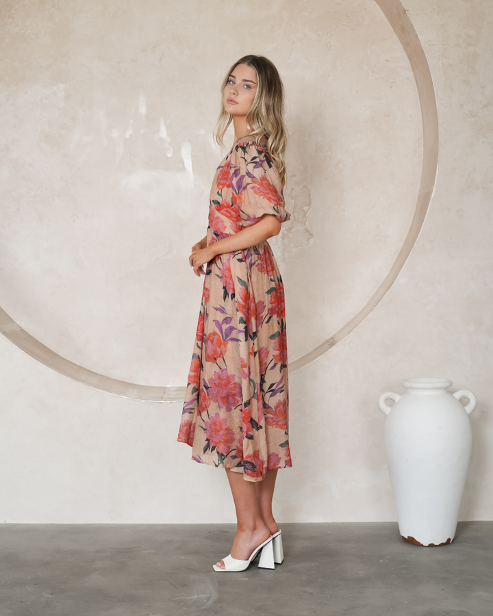 Fria Button Thru  Midi Dress