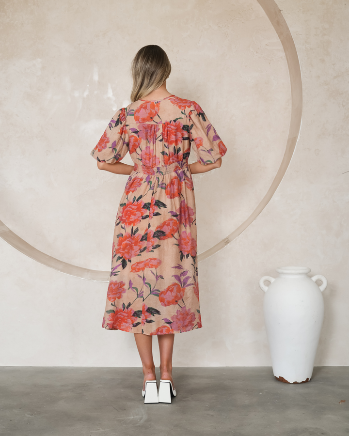 Fria Button Thru  Midi Dress