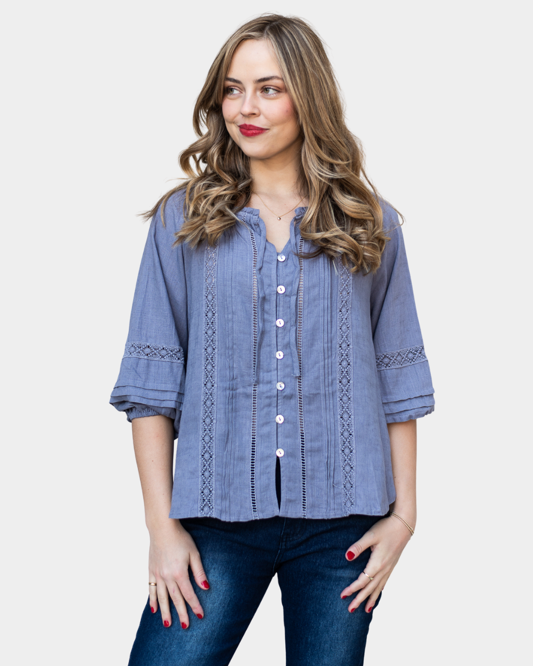 Silver Wishes Pagot Lace detailed Blouse