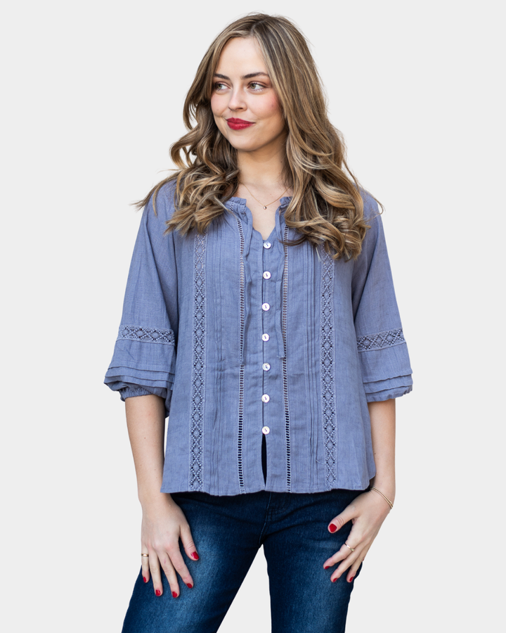 Silver Wishes Pagot Lace detailed Blouse