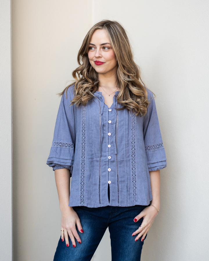 Silver Wishes Pagot Lace detailed Blouse