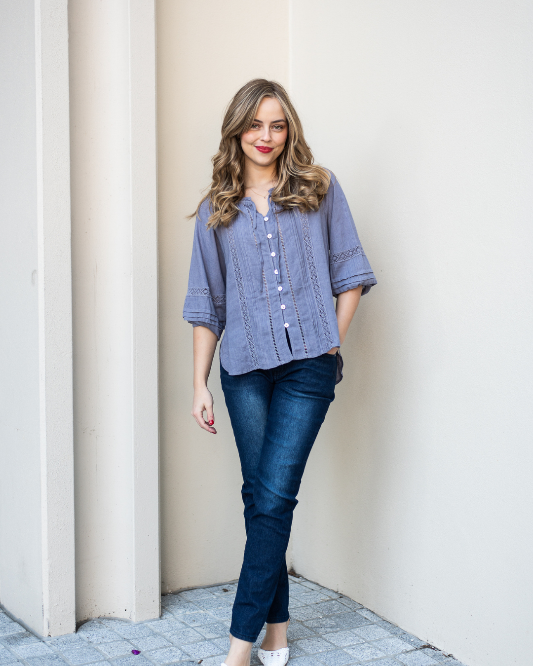 Silver Wishes Pagot Lace detailed Blouse