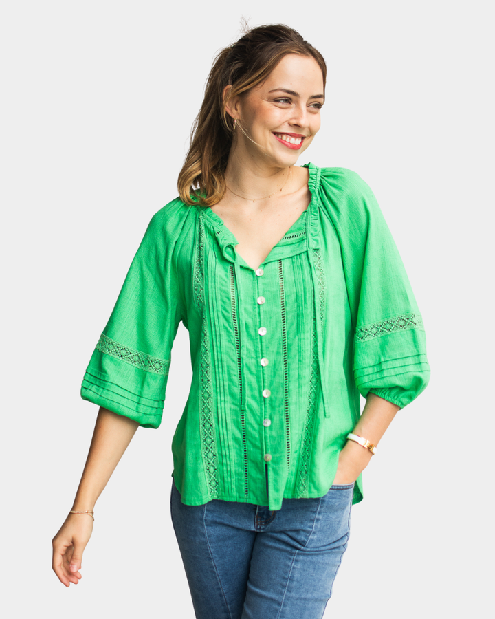 Silver Wishes Pagot Lace detailed Blouse