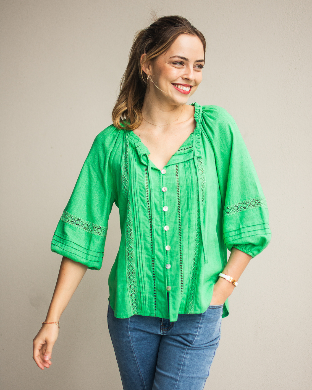 Silver Wishes Pagot Lace detailed Blouse