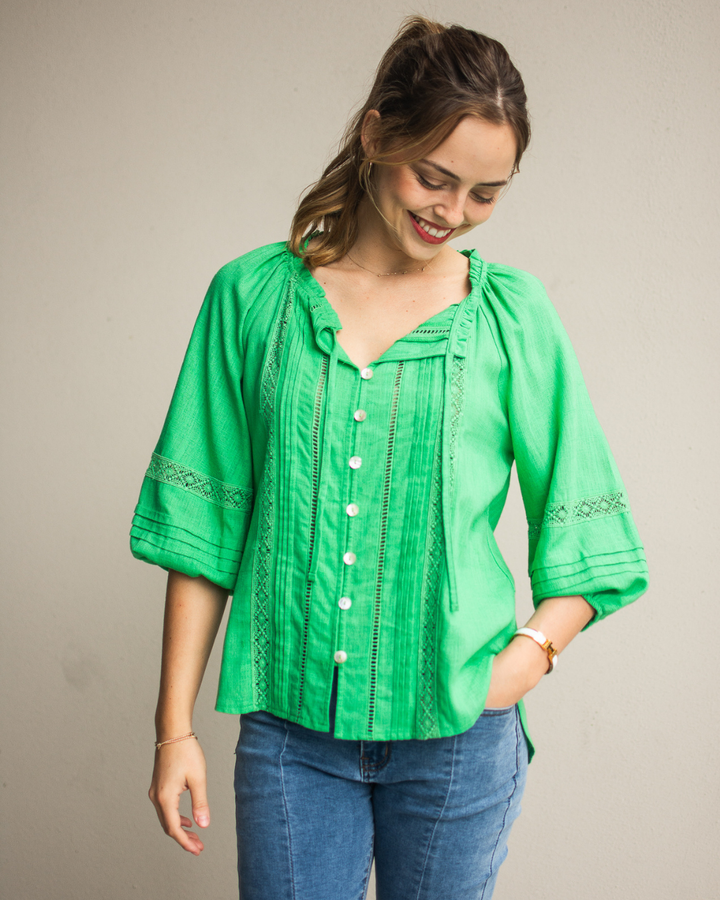 Silver Wishes Pagot Lace detailed Blouse