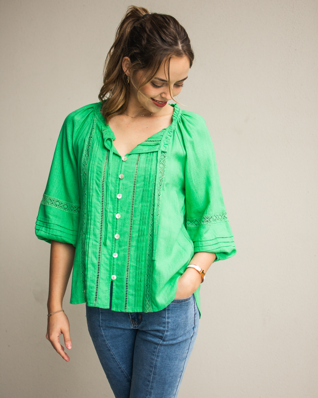 Silver Wishes Pagot Lace detailed Blouse