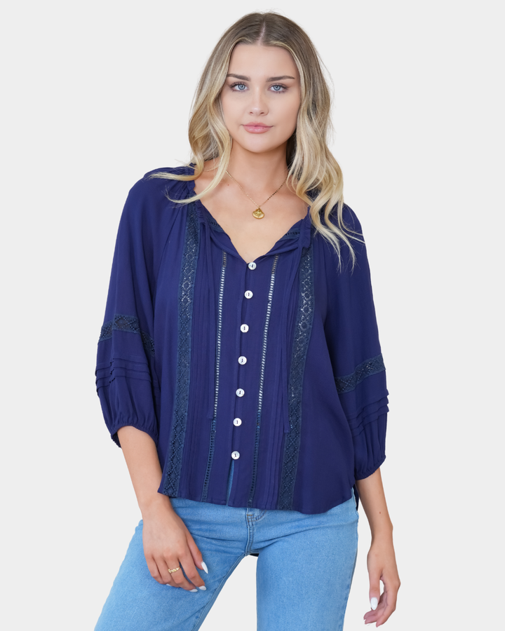 Silver Wishes Pagot Lace detailed Blouse