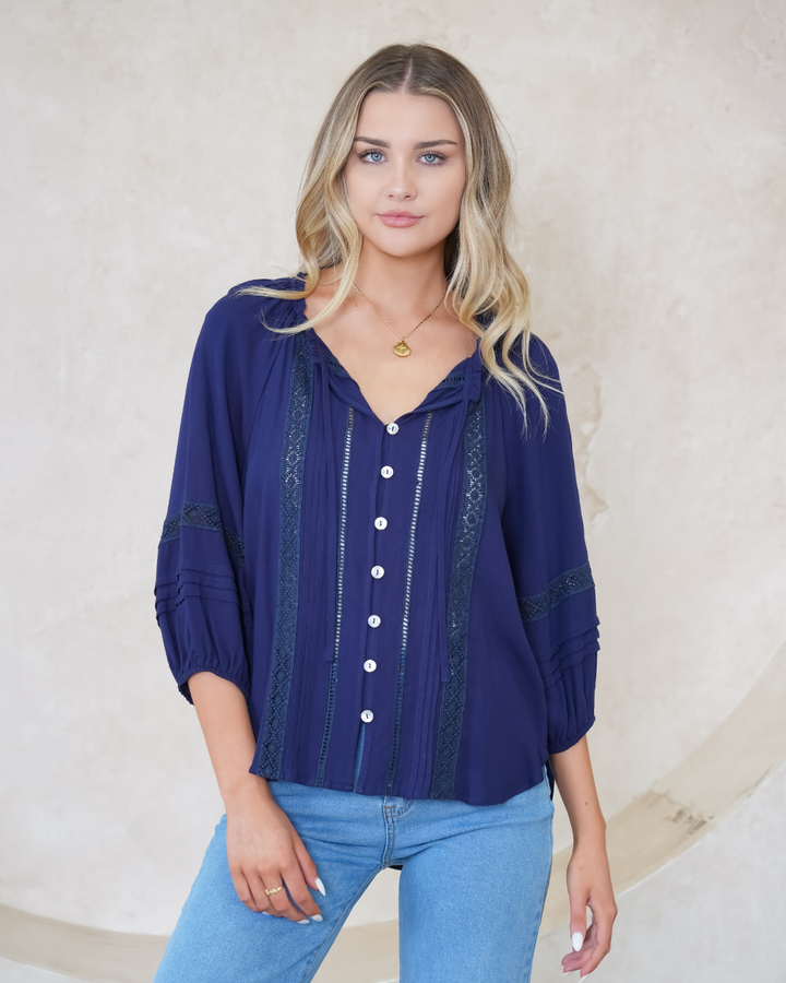 Silver Wishes Pagot Lace detailed Blouse