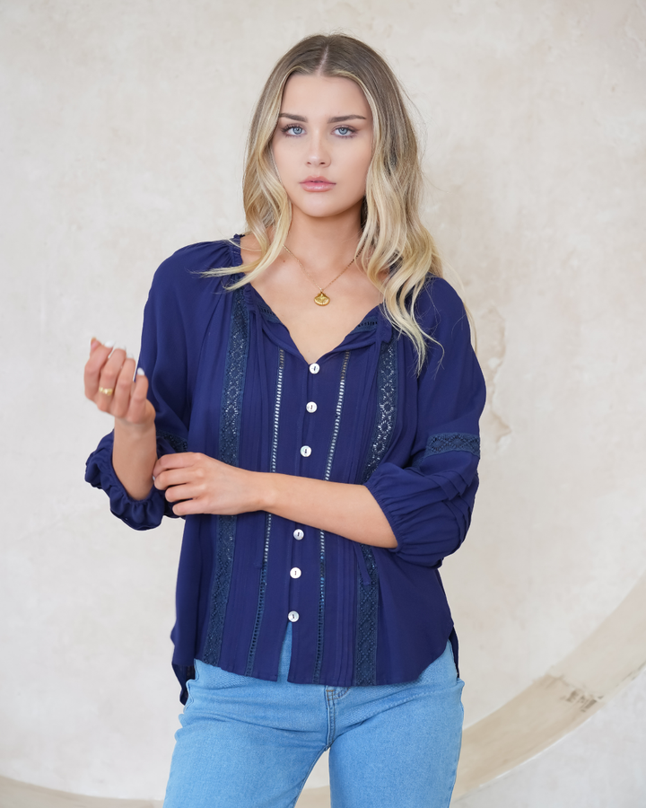 Silver Wishes Pagot Lace detailed Blouse