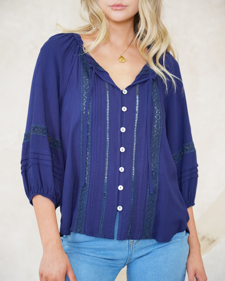 Silver Wishes Pagot Lace detailed Blouse