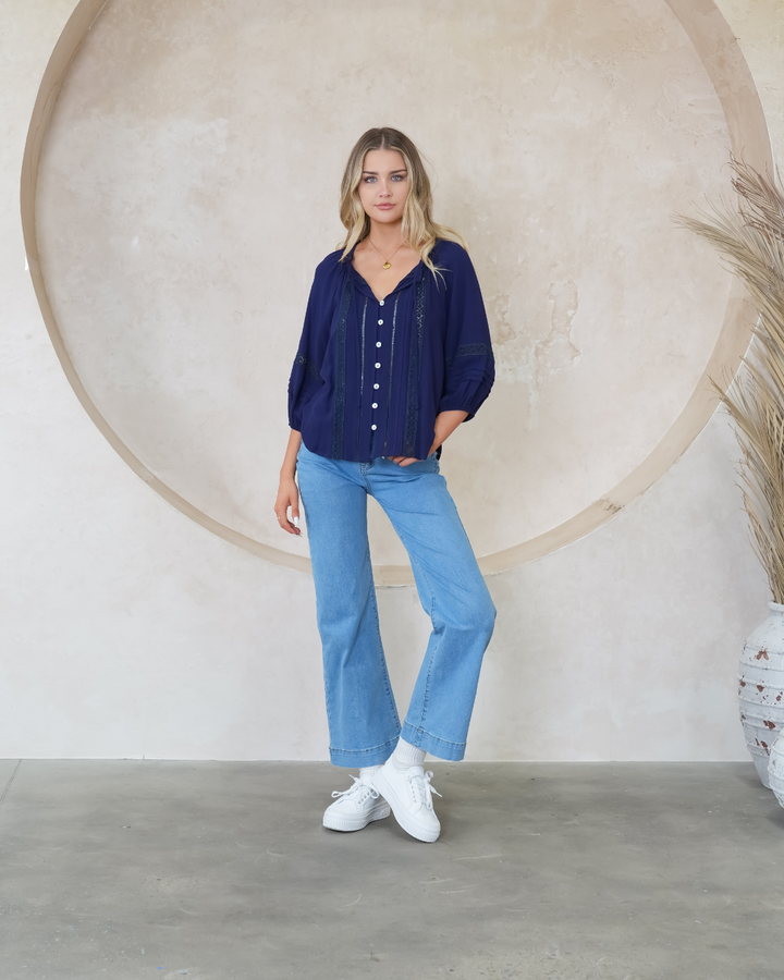 Silver Wishes Pagot Lace detailed Blouse