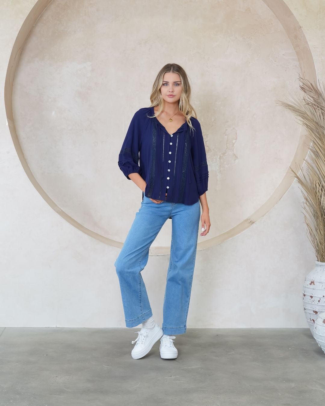 Silver Wishes Pagot Lace detailed Blouse