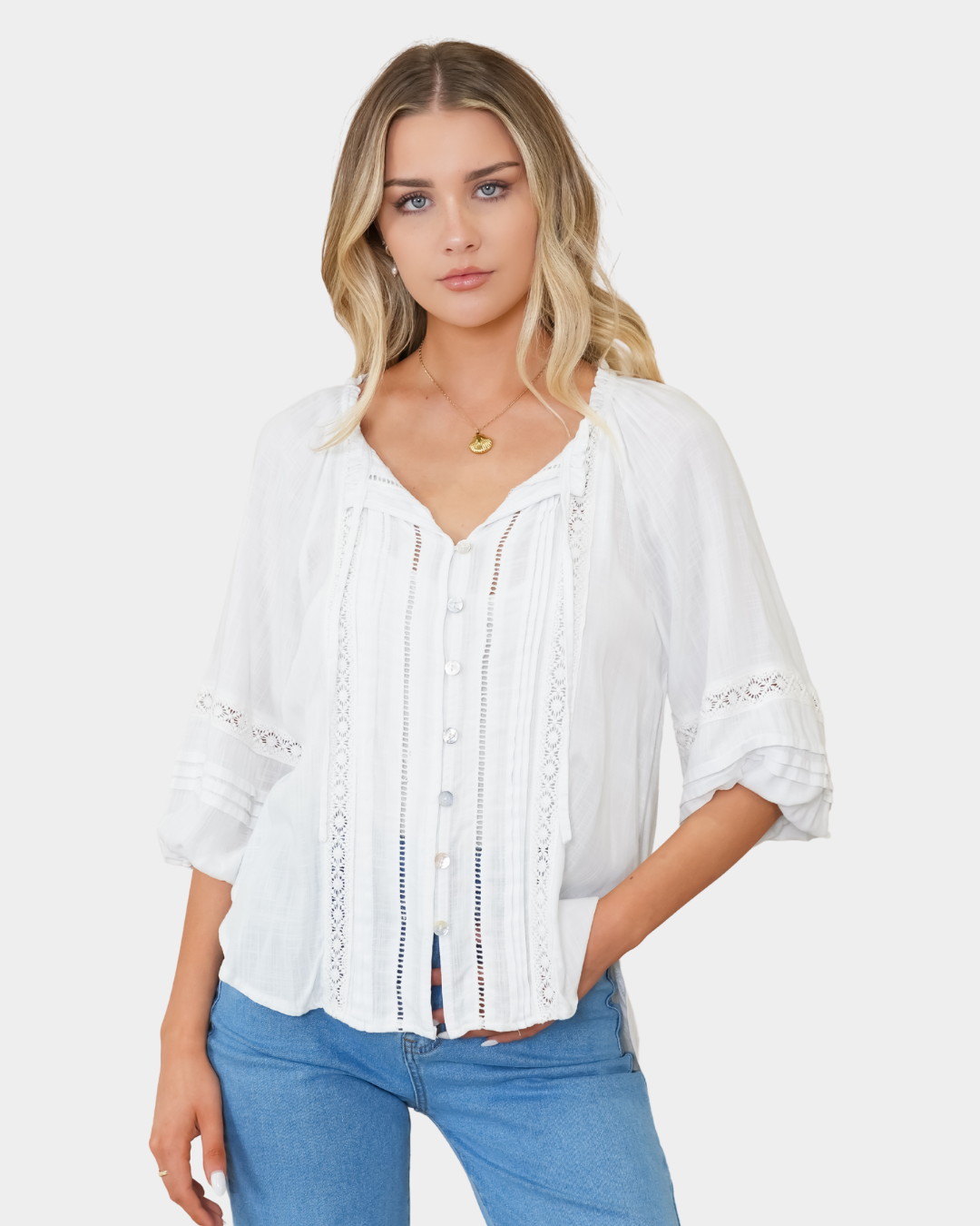Silver Wishes Pagot Lace detailed Blouse