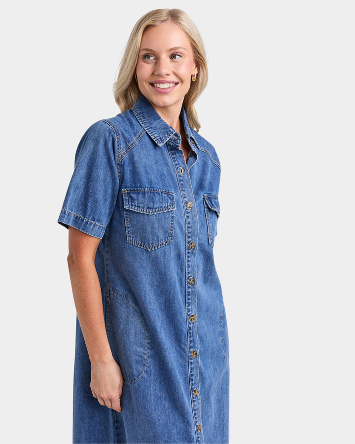Elm Ayla Denim Midi Dress
