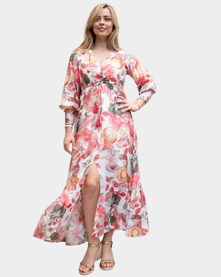 Fria Selma Long Sleeved Dahlia Maxi Dress